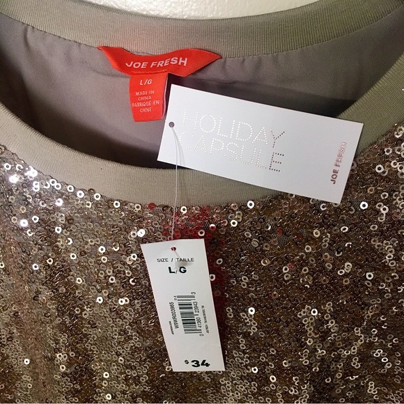 NWT Joe Fresh Holiday Capsule size L women’s champagne sequinned sack dress - Picture 5 of 5